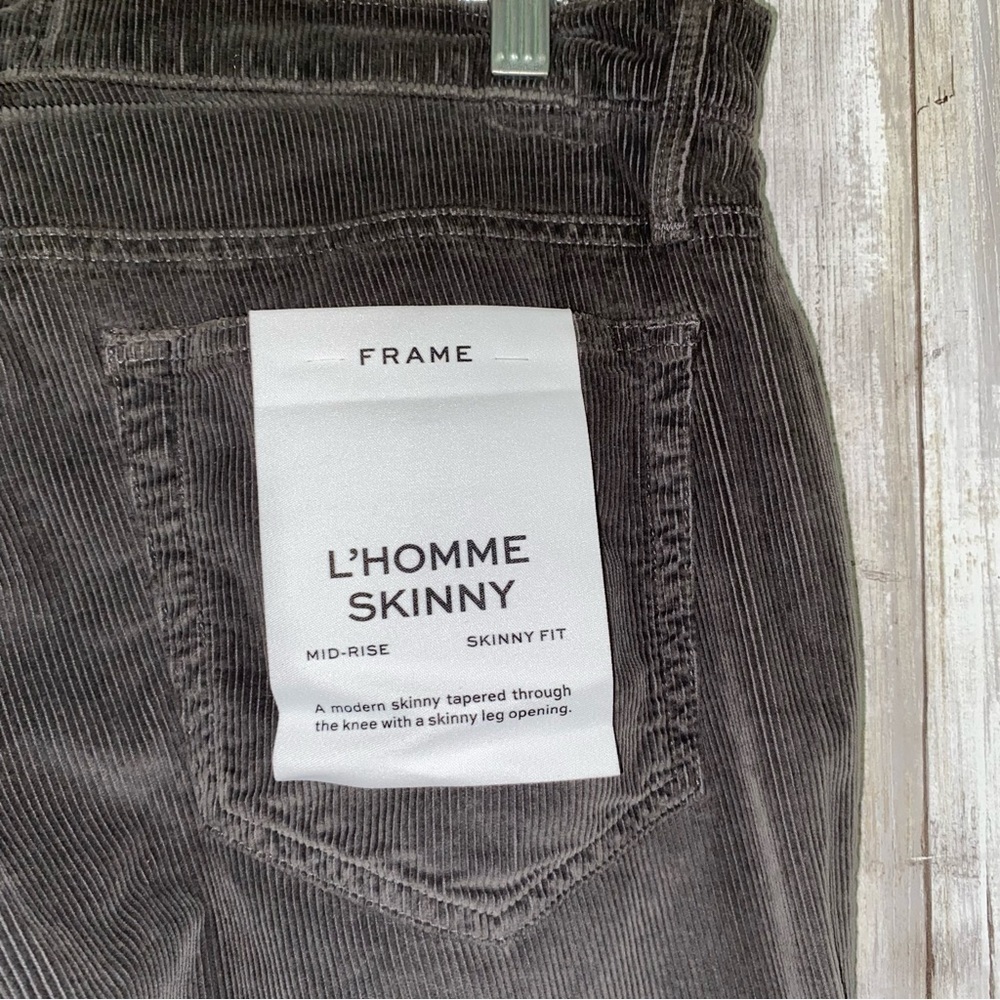 NWT Frame L’ Homme Men’s Skinny Fit Corduroy In Savile Grey - Picture 7 of 8